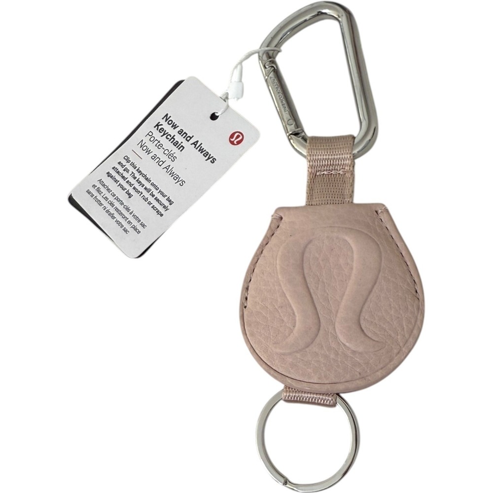 NEW Lululemon Leather Now and Always Keychain Light Pink Clip Bag Accessory - Picture 2 of 3